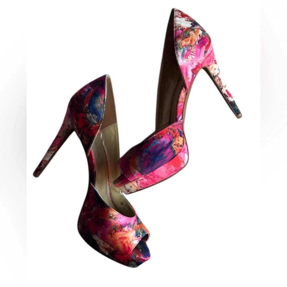 Fergalicious | Radical d'Orsay Platform Pumps ‘Water Floral’ | Size 9 | EUC